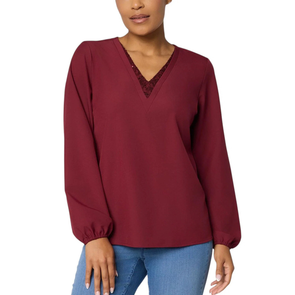 Jingle Belles by Kim Gravel Women's Dazzling Blouse Zinfandel - Regular
